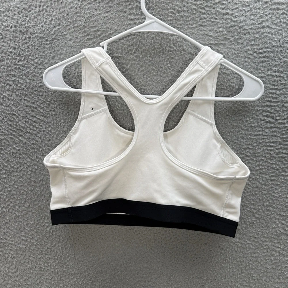 Nike Sports Bra Womens XL White Black Dri Fit Racerback‎ Removable Pads Yoga Gym
